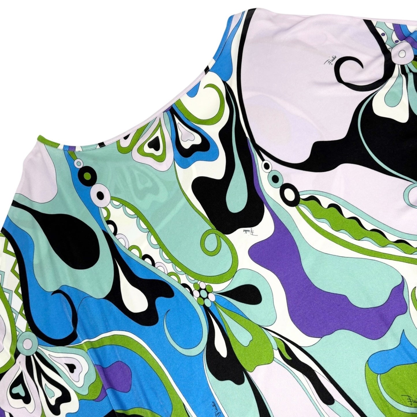 EMILIO PUCCI Vintage Logo Multicolor Abstract Print Dress #38 Blue 902418