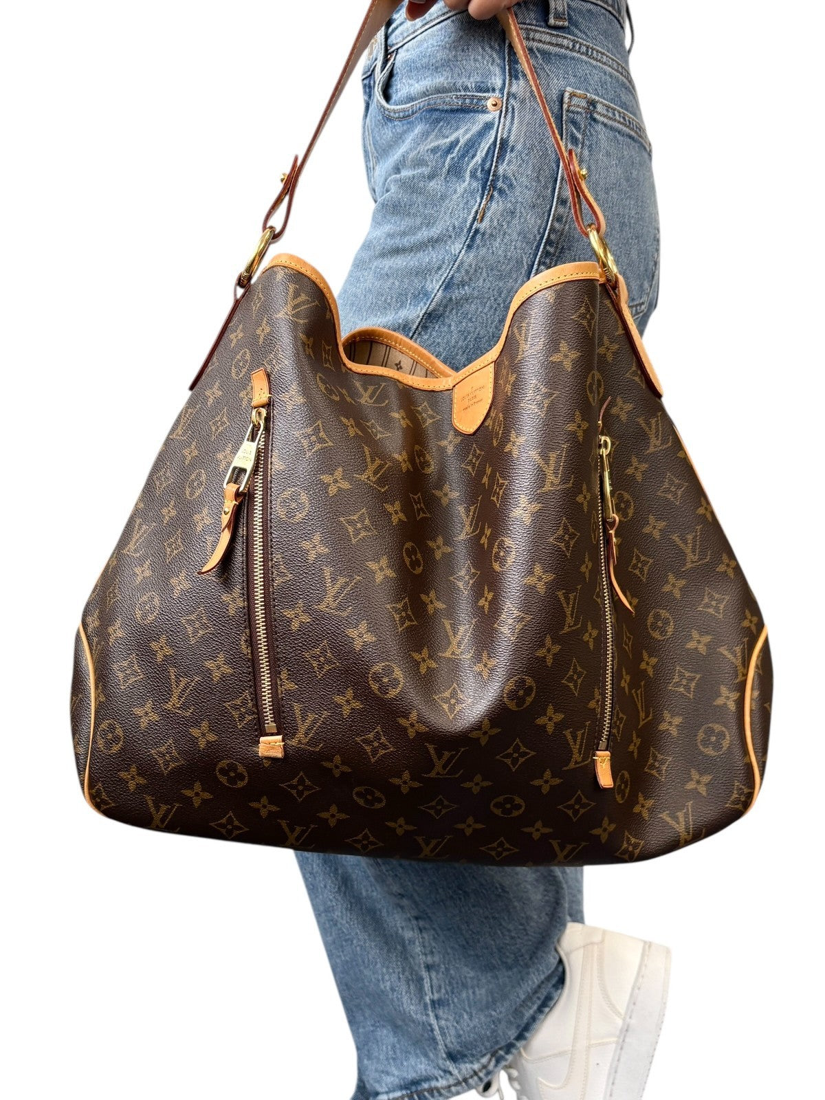 LOUIS VUITTON Vintage Delightful Monogram Hobo Bag Brown PVC Leather 902590