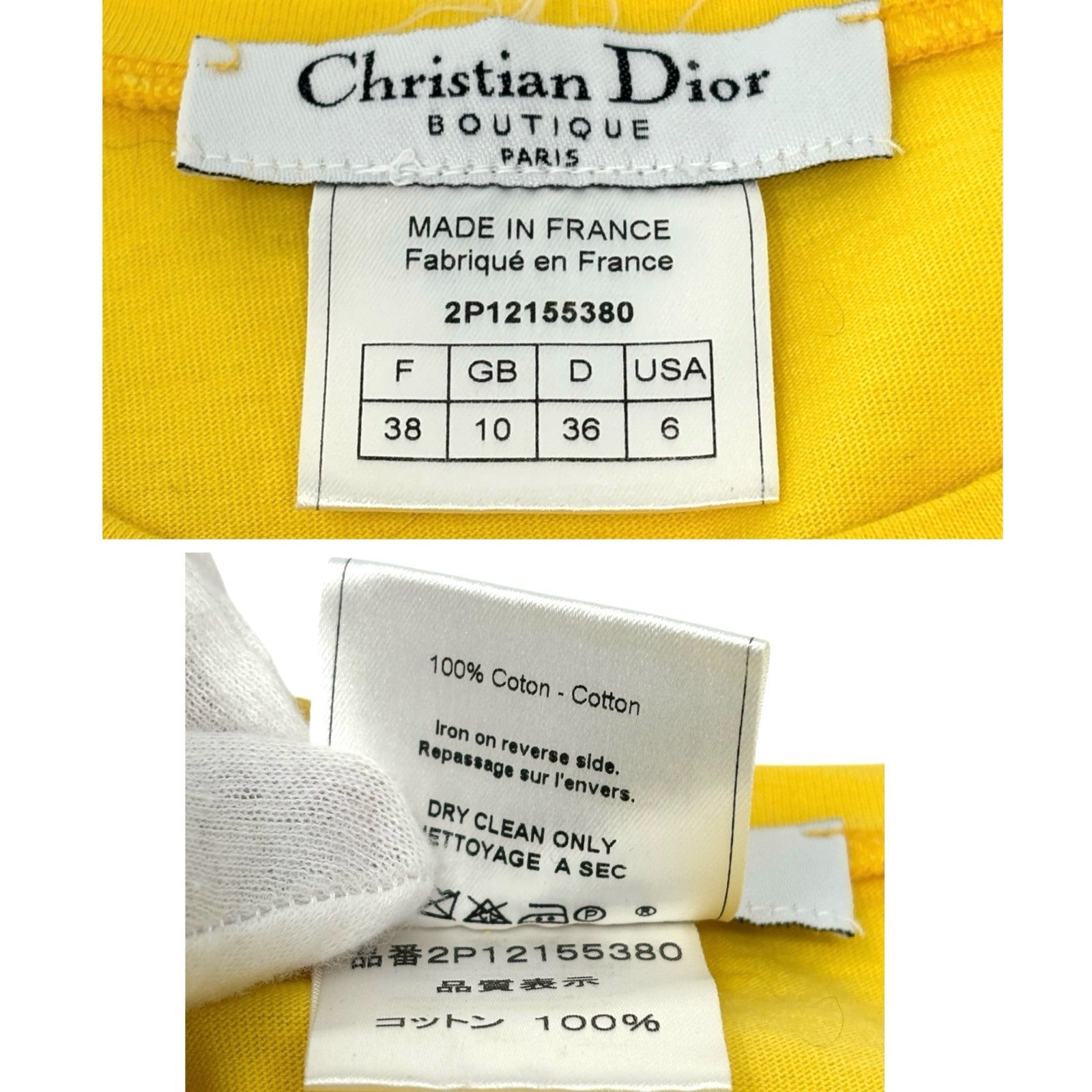 Christian Dior Vintage 2002 DRAMA Cropped Tank Top #38 Yellow Multicolor Cotton