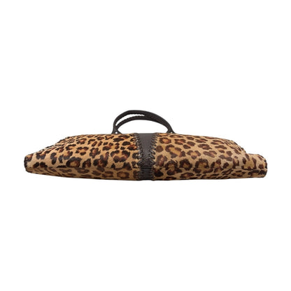FENDI Vintage Leopard Pony Calf Hair Shoulder Bag Camel Brown Leather 902475