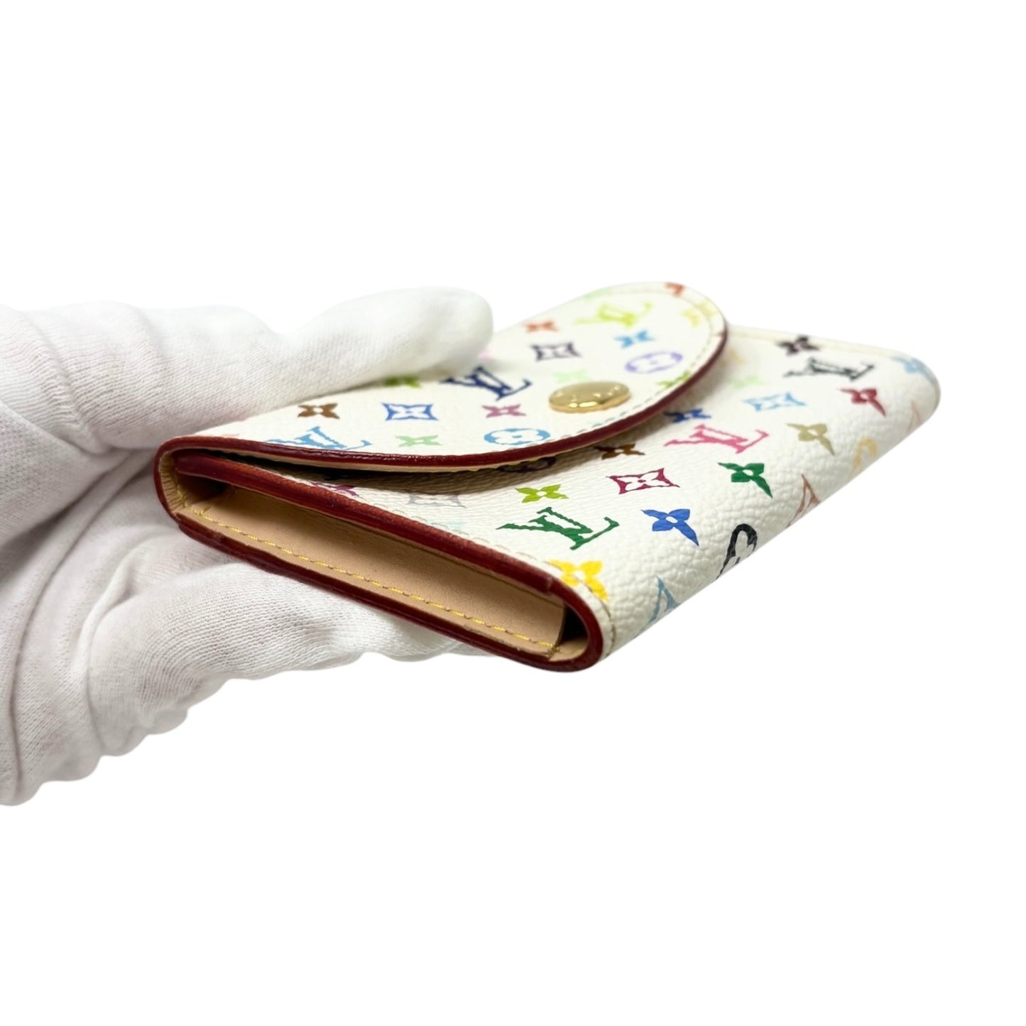 LOUIS VUITTON Vintage Monogram Multicolor Card Holder Leather White 902223