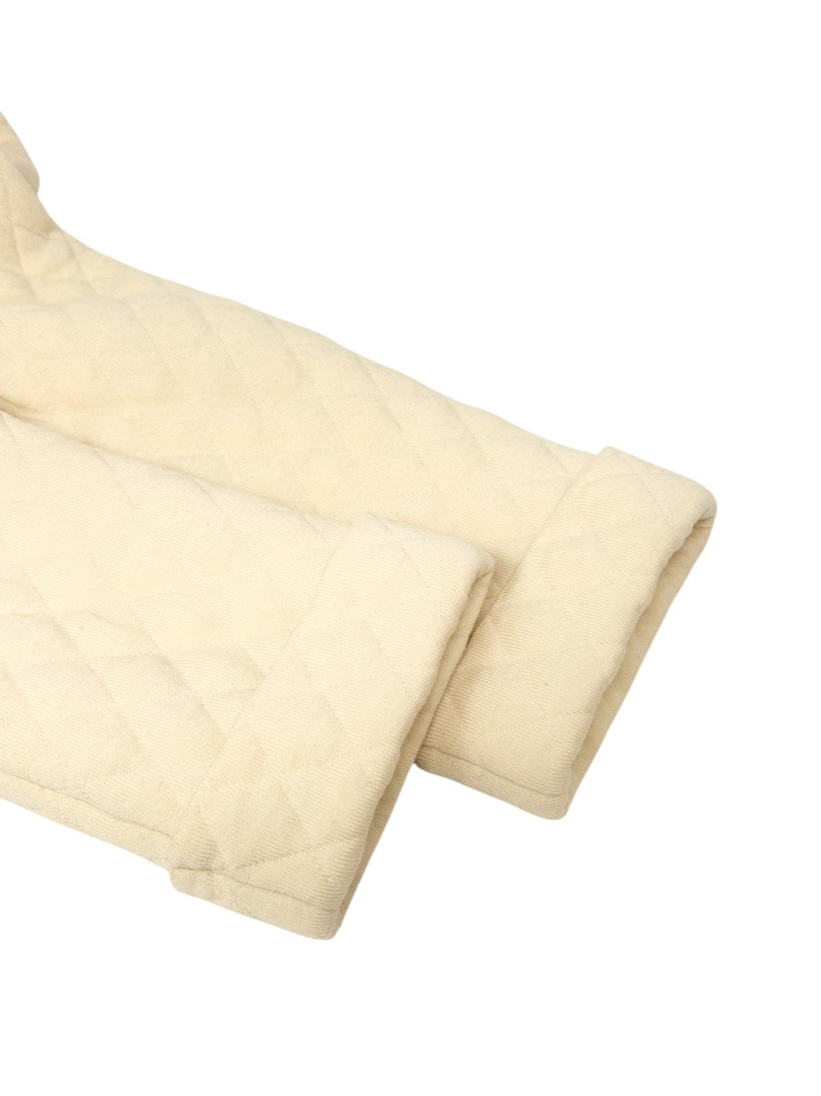 CHANEL Vintage 05A CC Logo Cambon Quilted Jacket #38 Zip Pocket Cream Wool