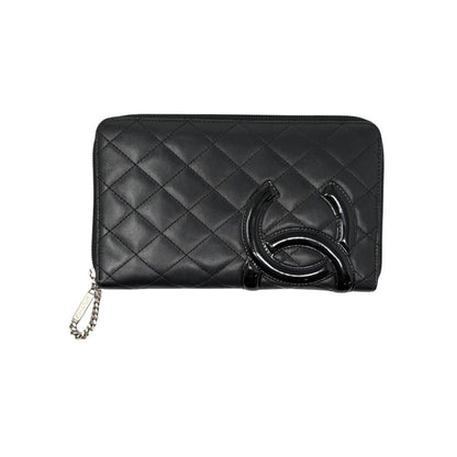 CHANEL Vintage Cambon Line CC Logo Quilted Wallet Black Pink Leather  902229