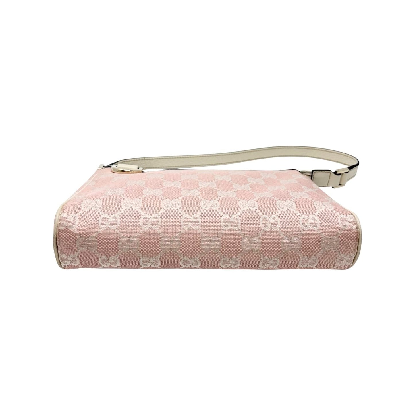 GUCCI Vintage GG Monogram Logo Abbey Shoulder Bag Pink Gold Canvas 902056