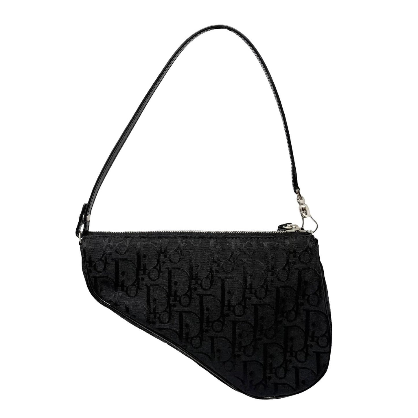 Christian Dior Vintage Trotter Monogram Mini Saddle Bag Black Canvas 902264