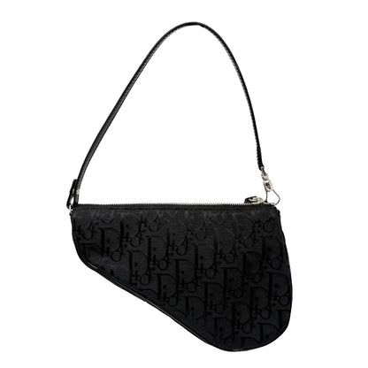 Christian Dior Vintage Trotter Monogram Mini Saddle Bag Black Canvas 902264