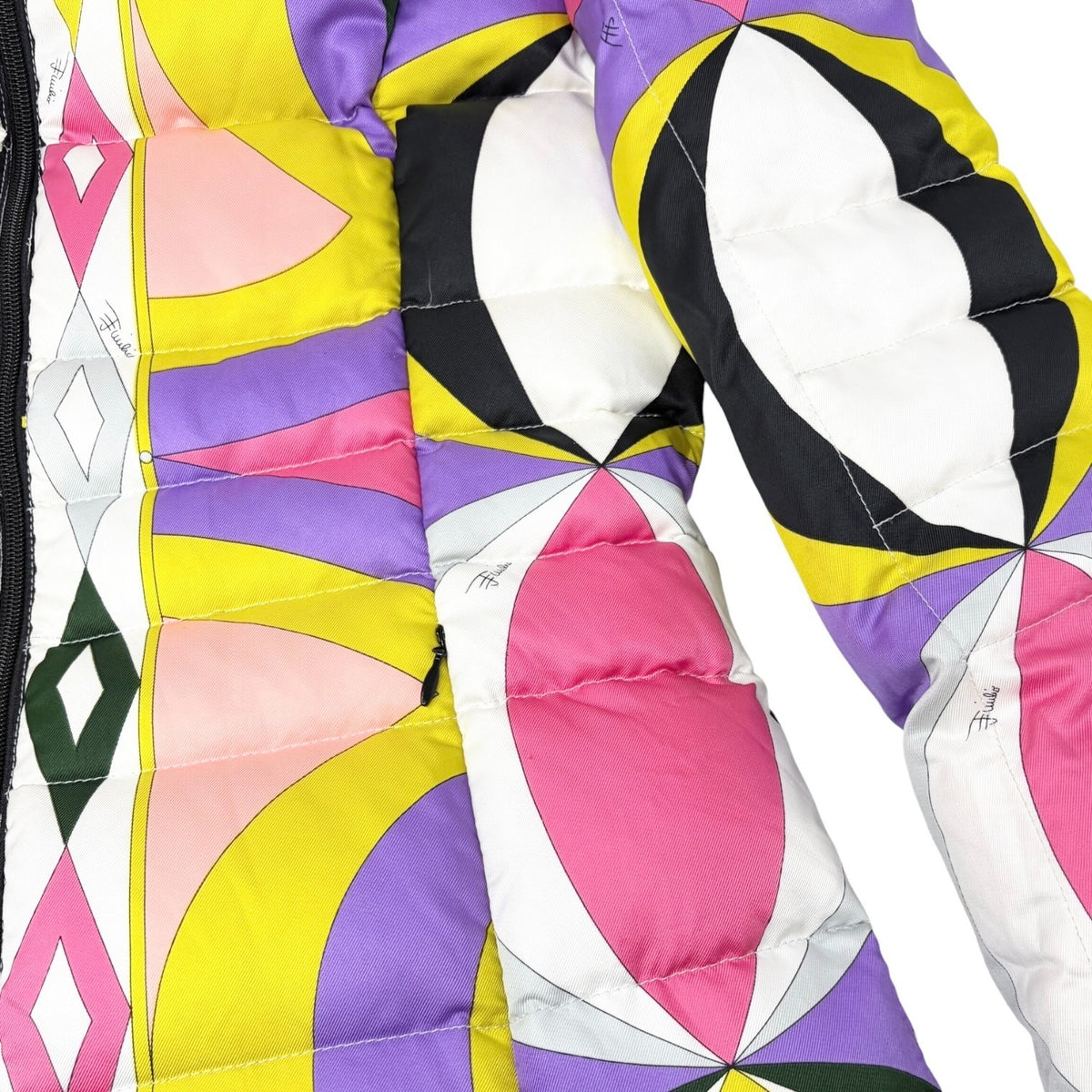 EMILIO PUCCI Vintage Geometric Print Puffer Jacket Coat #36 Multicolor 902812
