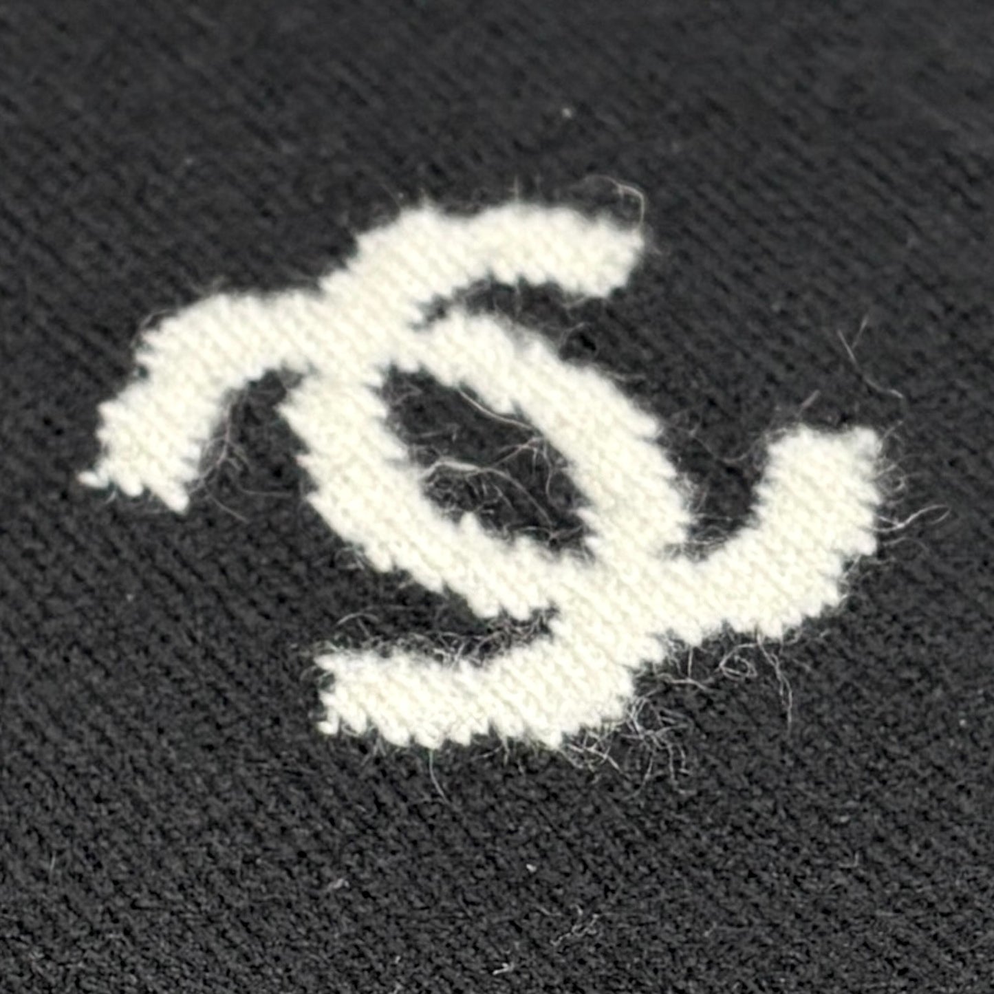 CHANEL Vintage 04A CC Logo Knit Dress One-piece #34 Black Gray Cashmere Button