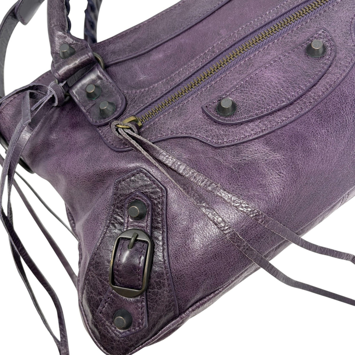 Balenciaga Vintage Classic City Mirror 2way Shoulder Leather Bag Purple 902462