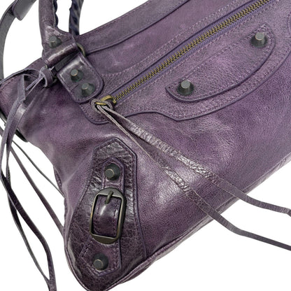 Balenciaga Vintage Classic City Mirror 2way Shoulder Leather Bag Purple 902462