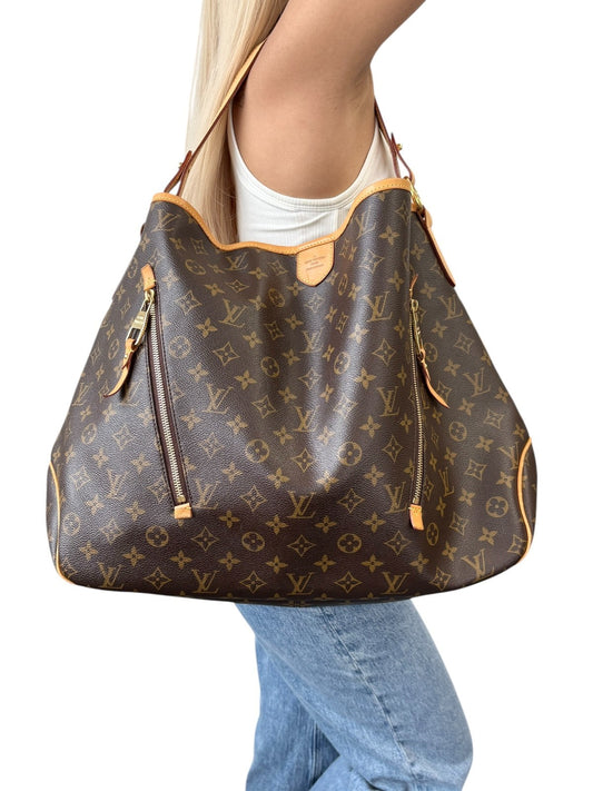 LOUIS VUITTON Vintage Delightful Monogram Hobo Bag Brown PVC Leather 902590