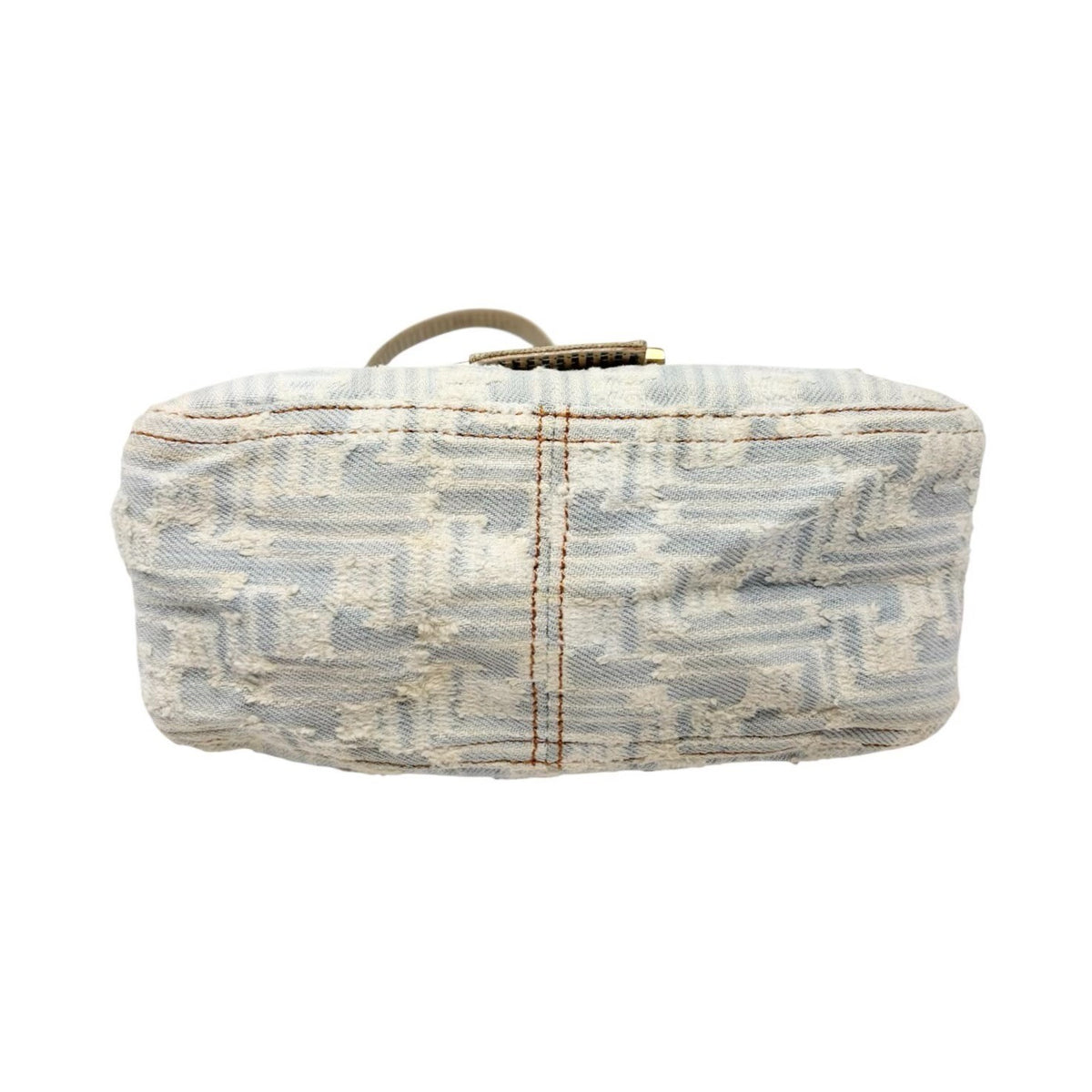 FENDI Vintage FF Zucca Monogram Denim Mamma Baguette Shoulder Bag Blue 902483