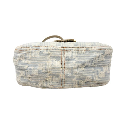 FENDI Vintage FF Zucca Monogram Denim Mamma Baguette Shoulder Bag Blue 902483