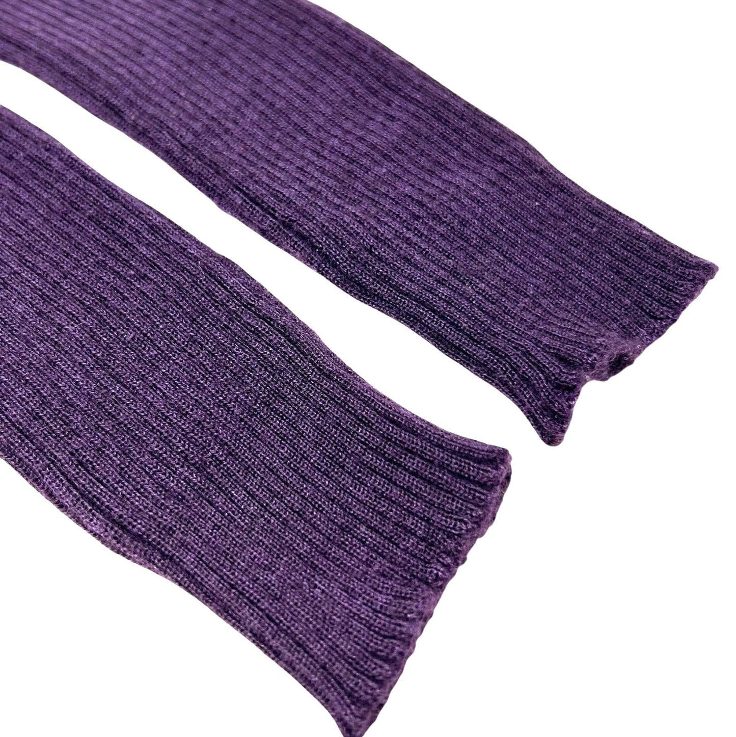CHANEL Vintage 98A CC Logo Rib Knit Sweater Top #40 Turtleneck Purple Cashmere