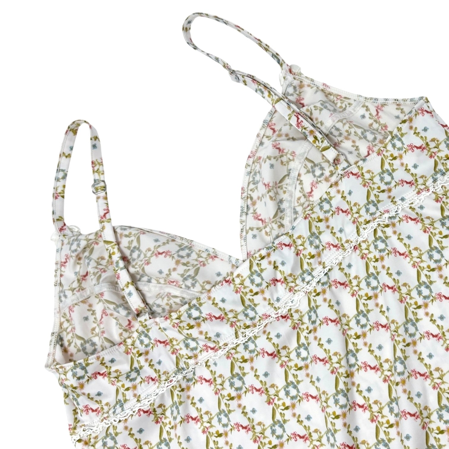 Christian Dior Vintage Floral Print Satin Camisole Top #40 Multicolor Polyester