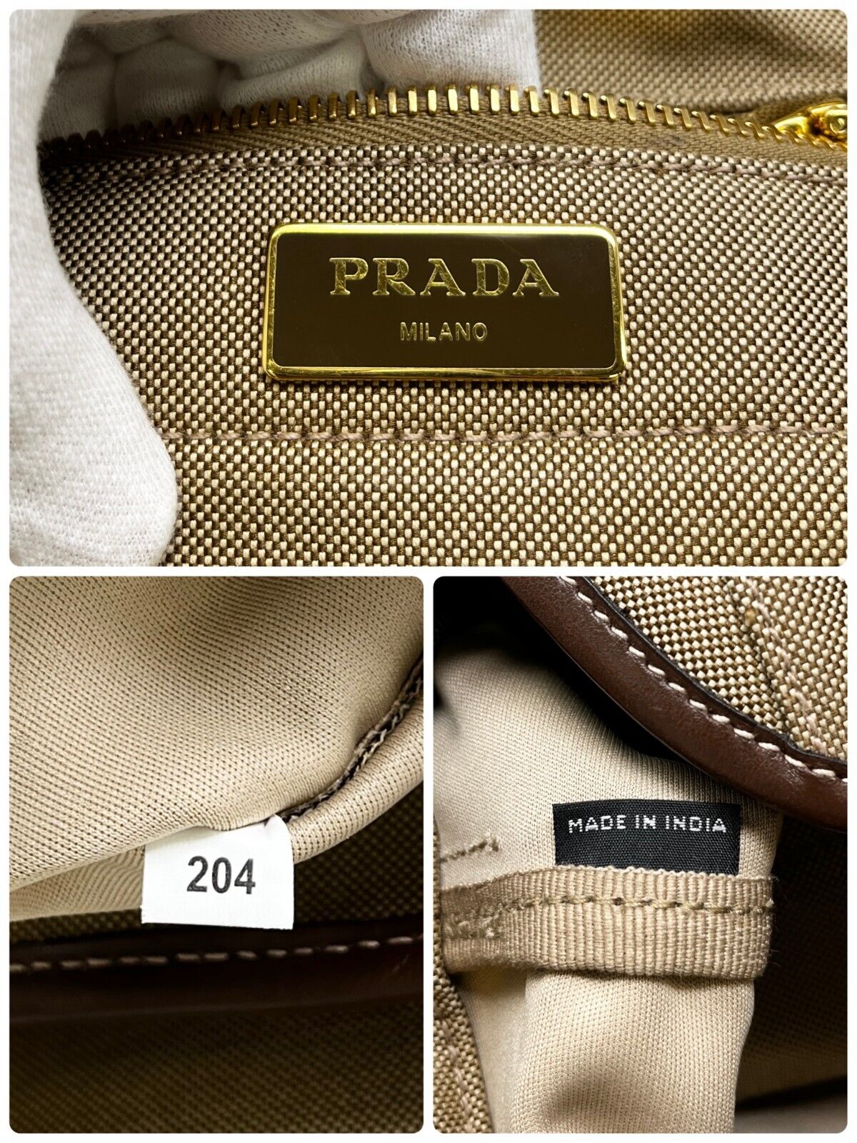 PRADA Vintage Logo Jacquard Backpack Brown Gold Canvas Leather Magnetic Zip