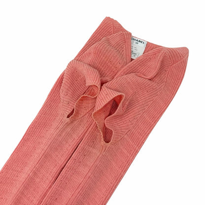 CHANEL Vintage 09P CC Logo Rib Knit T-shirt Top #40 Orange Cotton 902267