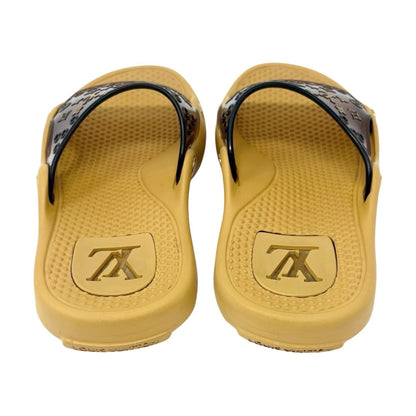 LOUIS VUITTON Vintage Monogram Rubber Slide Sandals #36 Brown Beige 902544