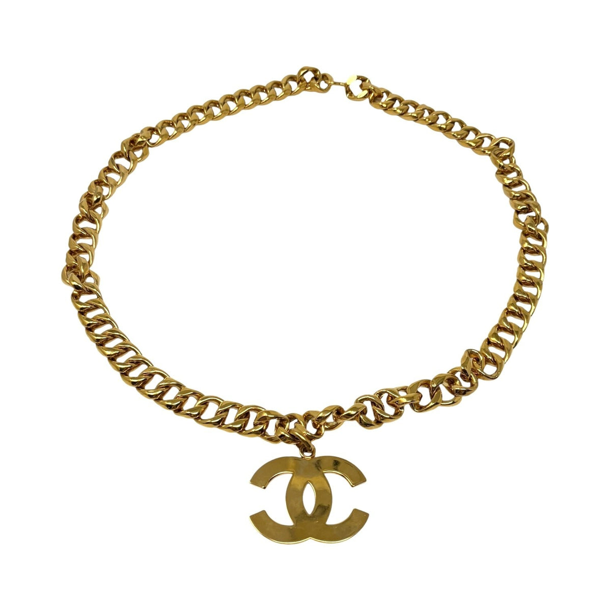 CHANEL Vintage 93P CC Logo Chain Waist Belt Accessory Gold Metal 902396