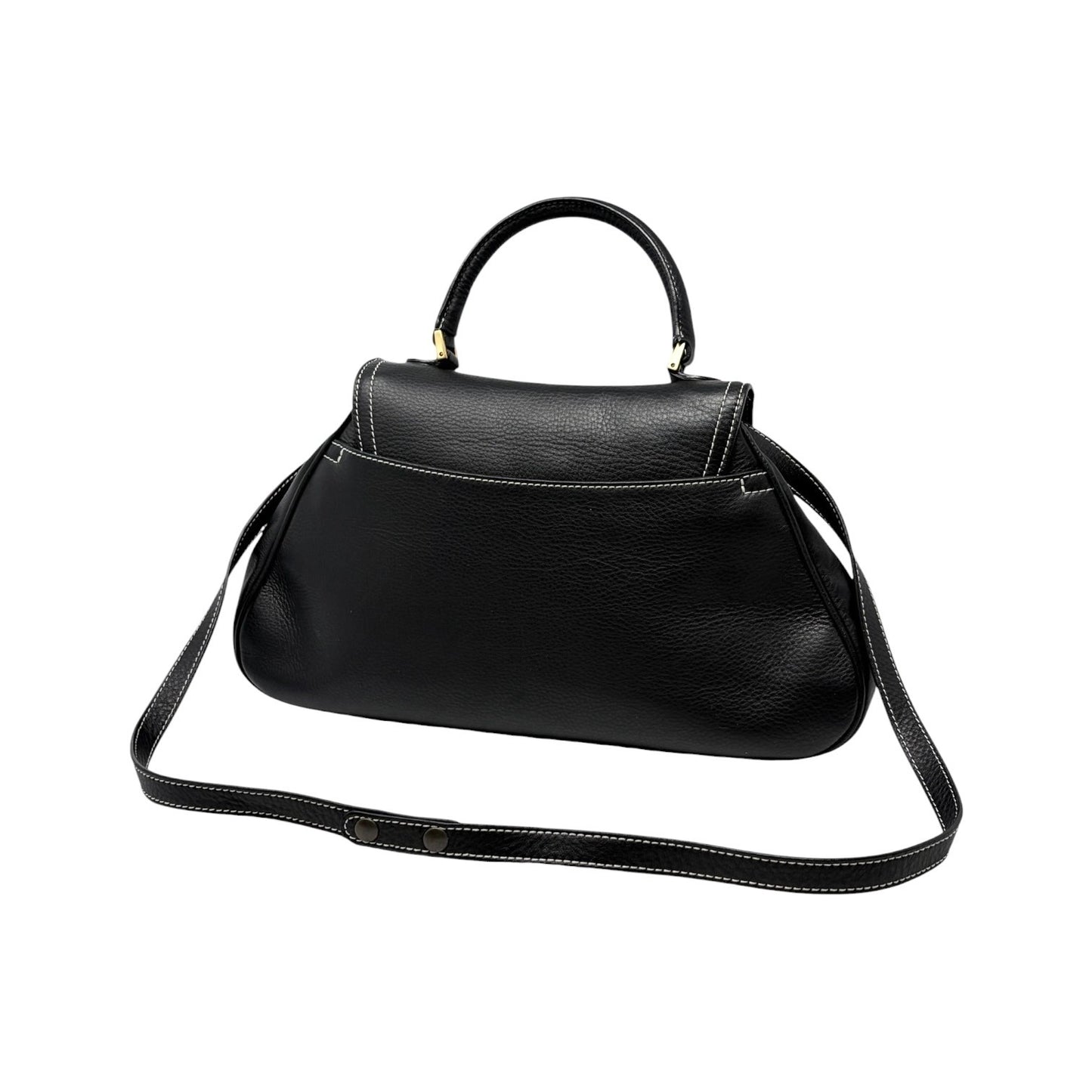 Christian Dior Vintage Double Saddle Stitch 2way Bag  Black Leather 902446
