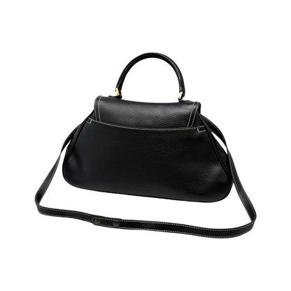 Christian Dior Vintage Double Saddle Stitch 2way Bag  Black Leather 902446