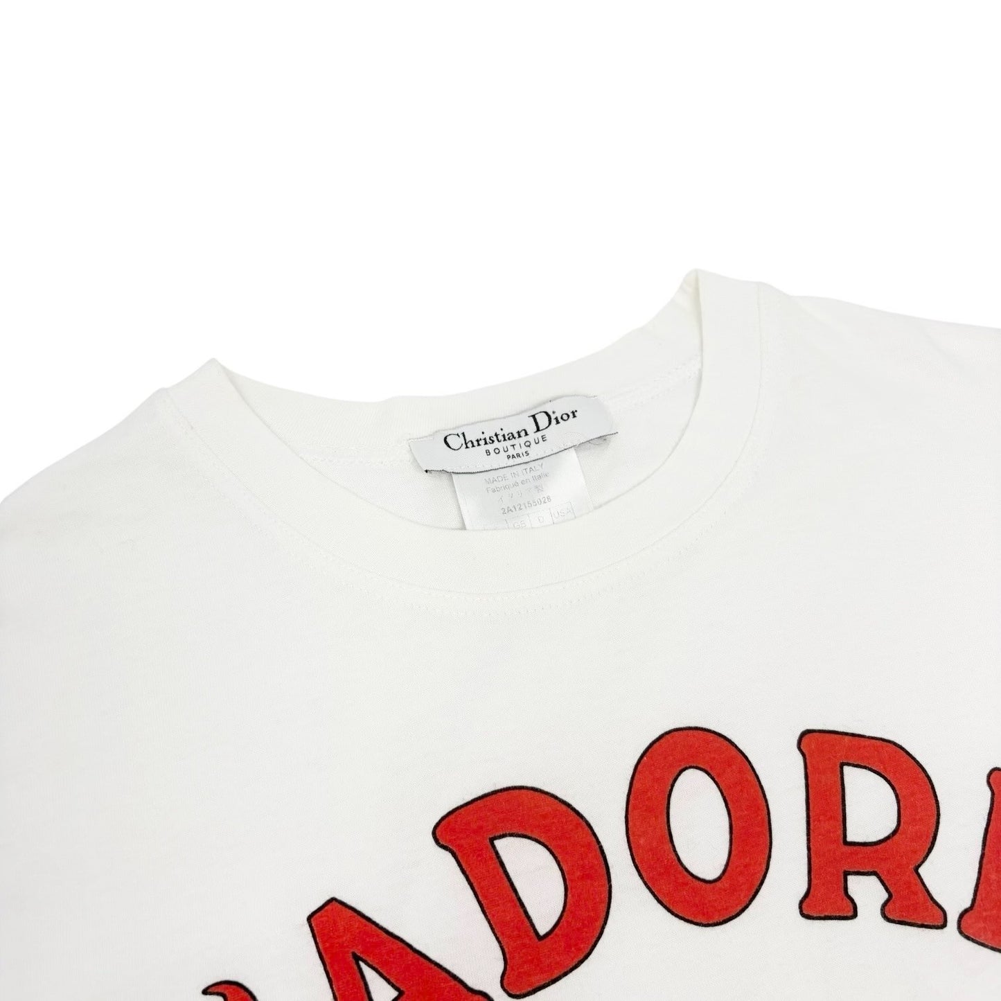 Christian Dior Vintage 2002 J'ADORE Logo Cartoon T-shirt Top #38 White 902450