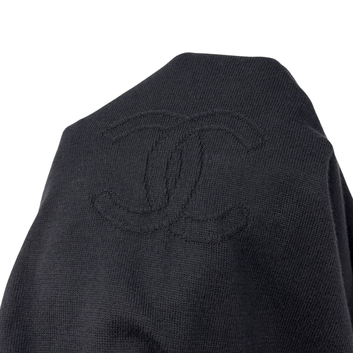 CHANEL Vintage 05C CC Logo Knit T-shirt #42 Short Sleeve Top Black 901186