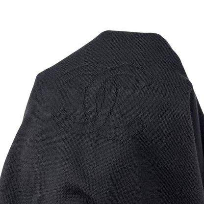 CHANEL Vintage 05C CC Logo Knit T-shirt #42 Short Sleeve Top Black 901186