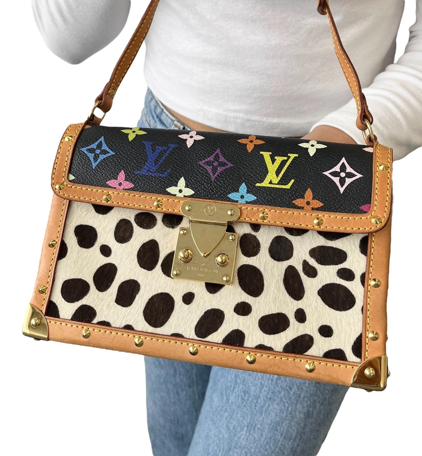 LOUIS VUITTON Vintage Monogram Multicolor Sac Dalmatien Mini Bag Pony Calf Hair