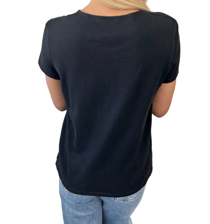 CHANEL Vintage 05C CC Logo Knit T-shirt #42 Short Sleeve Top Black 901186