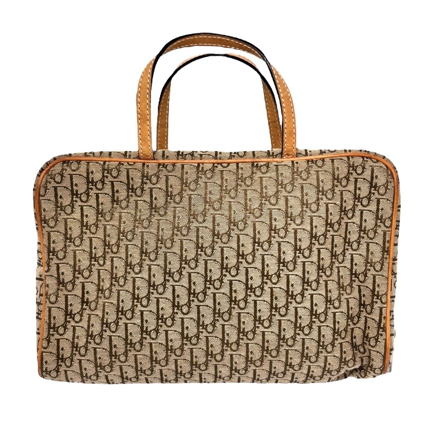 Christian Dior Vintage Trotter Monogram Logo Mini Bag Handbag Brown Canvas