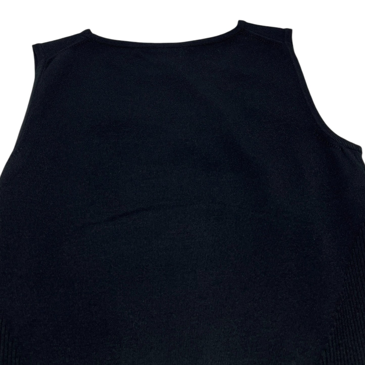 CHANEL Vintage 05P CC Logo Summer Knit Tank Top #38 Rib Round Neck Black Cotton