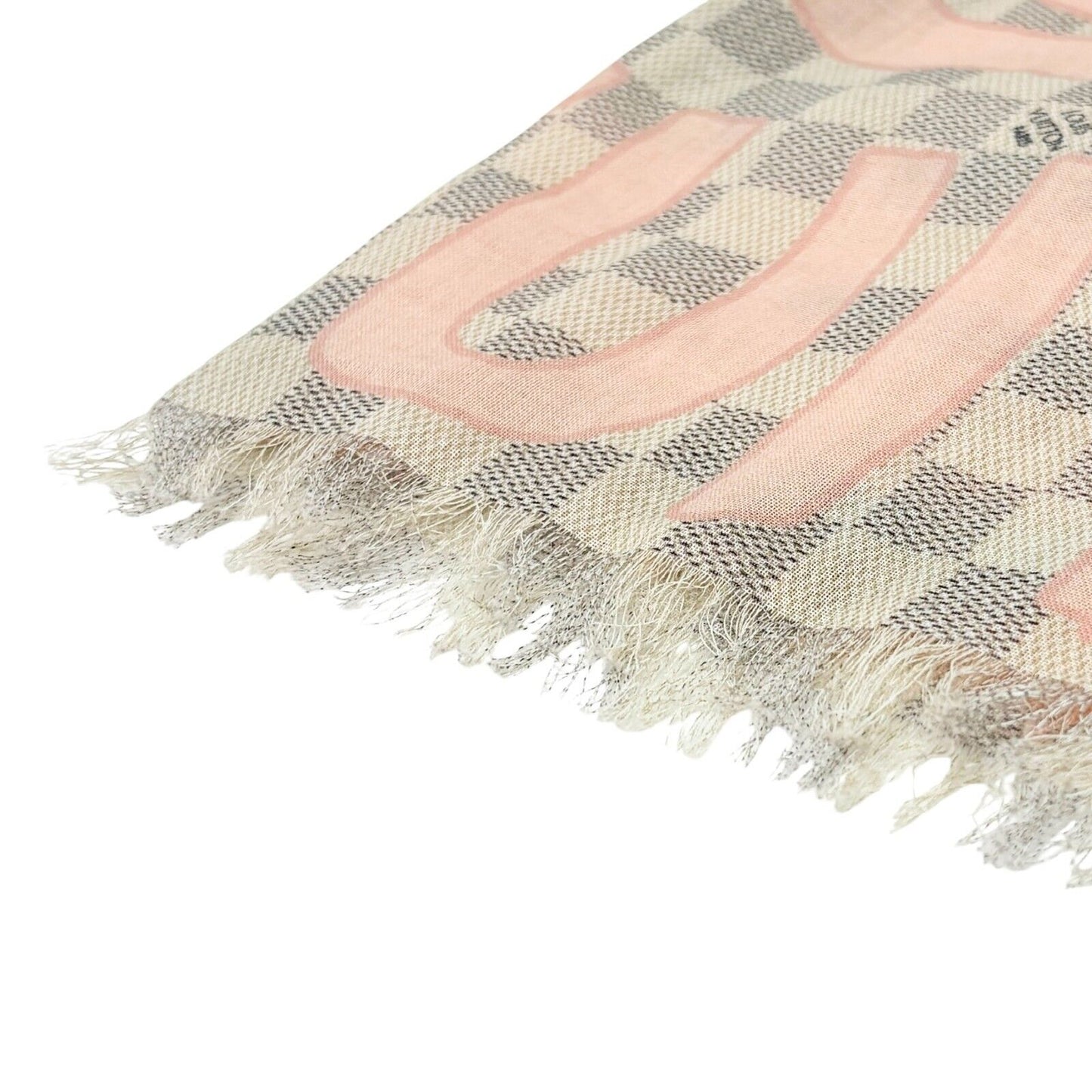 LOUIS VUITTON Vintage Damier Azur Tahitienne Scarves Wrap Pink Gray Cotton