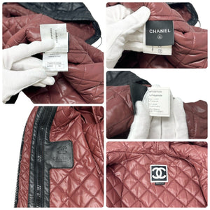 CHANEL Sport Vintage P36651 CC Logo Puffer Jacket #38 Zipped Hoodie RankAB