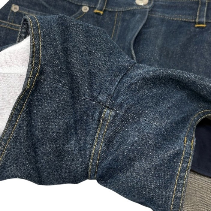 CHANEL Vintage CC Logo Denim Short Pants #36 Dark Blue Silver Cotton 902896