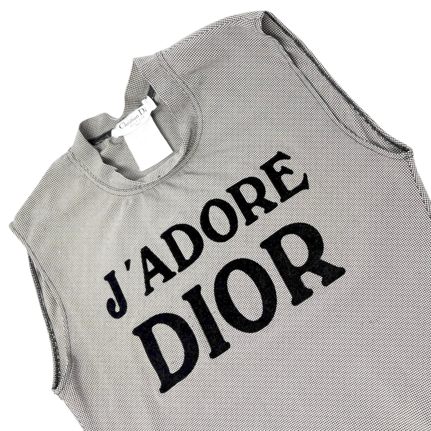 Christian Dior Vintage 2002 J'ADORE Logo Tank Top #36 Gray Black Nylon