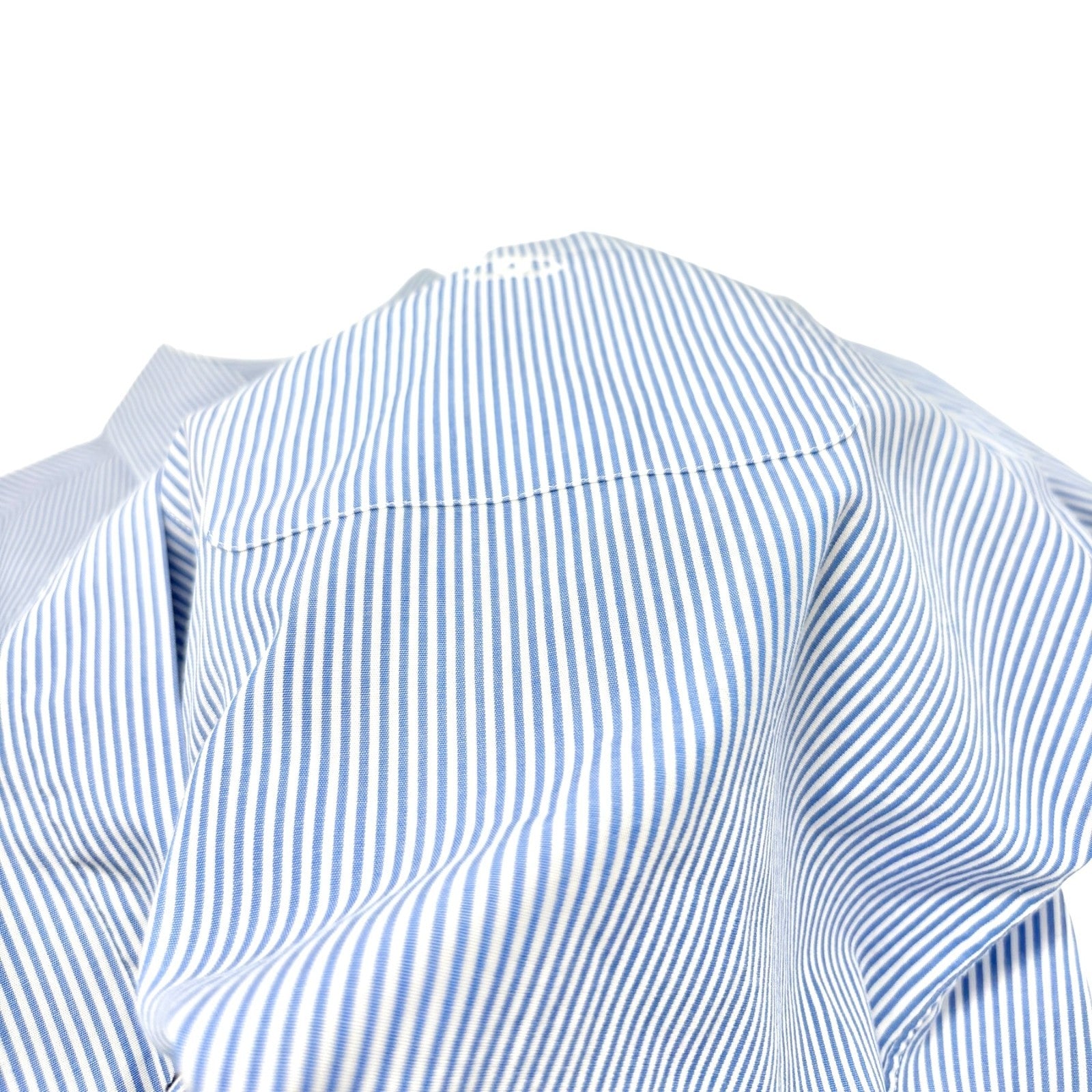 CHANEL Vintage 99P CC Logo Shirt Top #40 Button Up Stripe Blue Short Sleeve