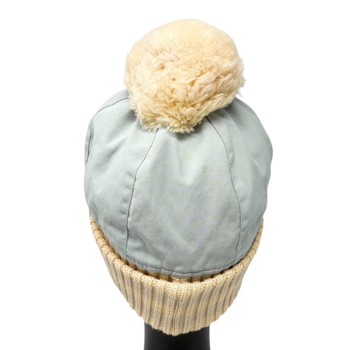 CHANEL Sport Vintage CC Logo Knit Pompom Beanie Hat Cap #M Blue Beige 902497
