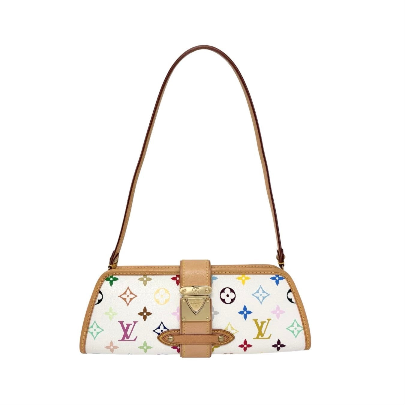 LOUIS VUITTON Vintage Monogram Multicolor Shirley Shoulder Bag White Leather