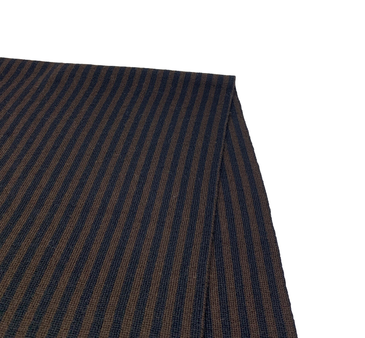 FENDI Zucca Stripe Wrap Scarf #42 Fashion Accessory Brown Black Wool RankAB