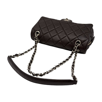 CHANEL Vintage CC Logo Quilted Chain 2way Bag Dark Brown Leather 902478