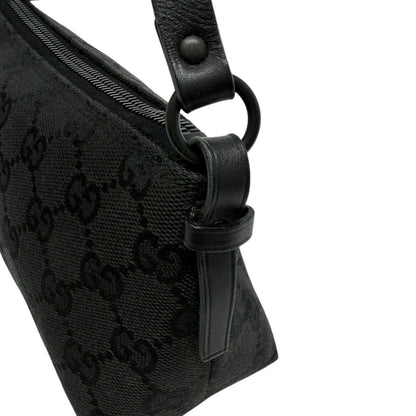 GUCCI Vintage GG Monogram Logo Canvas Mini Shoulder Bag Pochette Black 902035