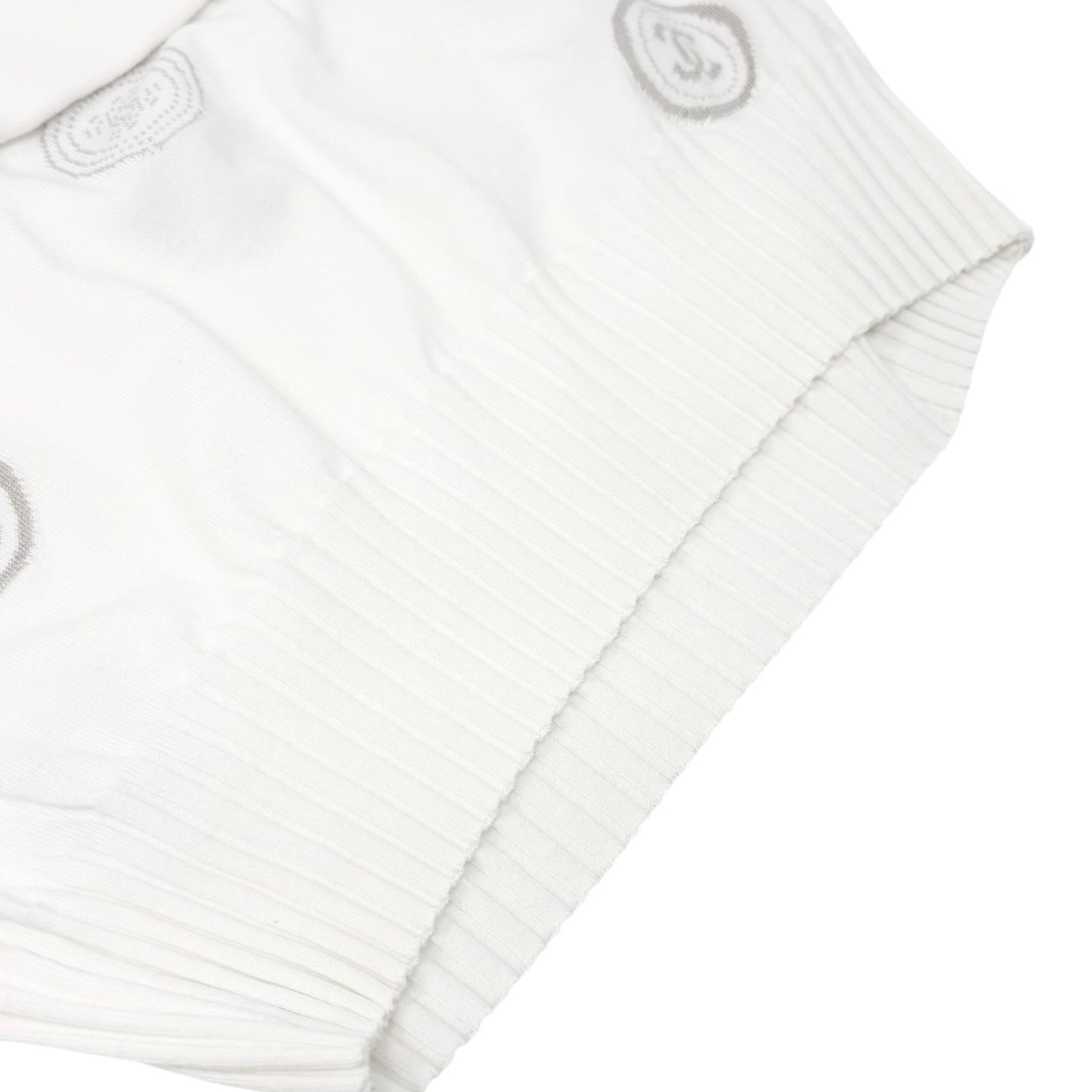 CHANEL Vintage 01P CC Stamp Logo Long Sleeve Shirt Top #38 White Greige 902431