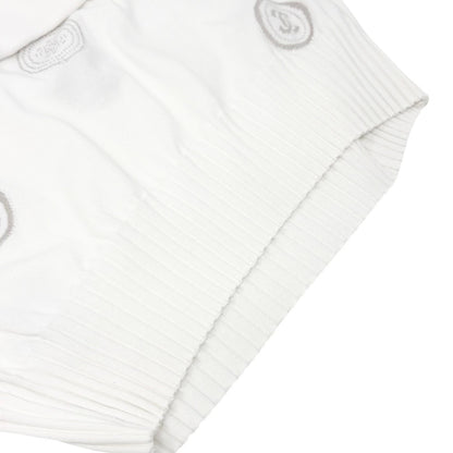 CHANEL Vintage 01P CC Stamp Logo Long Sleeve Shirt Top #38 White Greige 902431