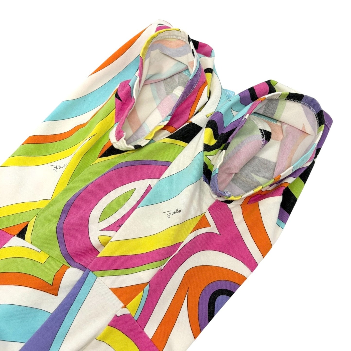 EMILIO PUCCI Vintage Logo Short Sleeve Mini Dress #34 Multicolor Cotton 901859