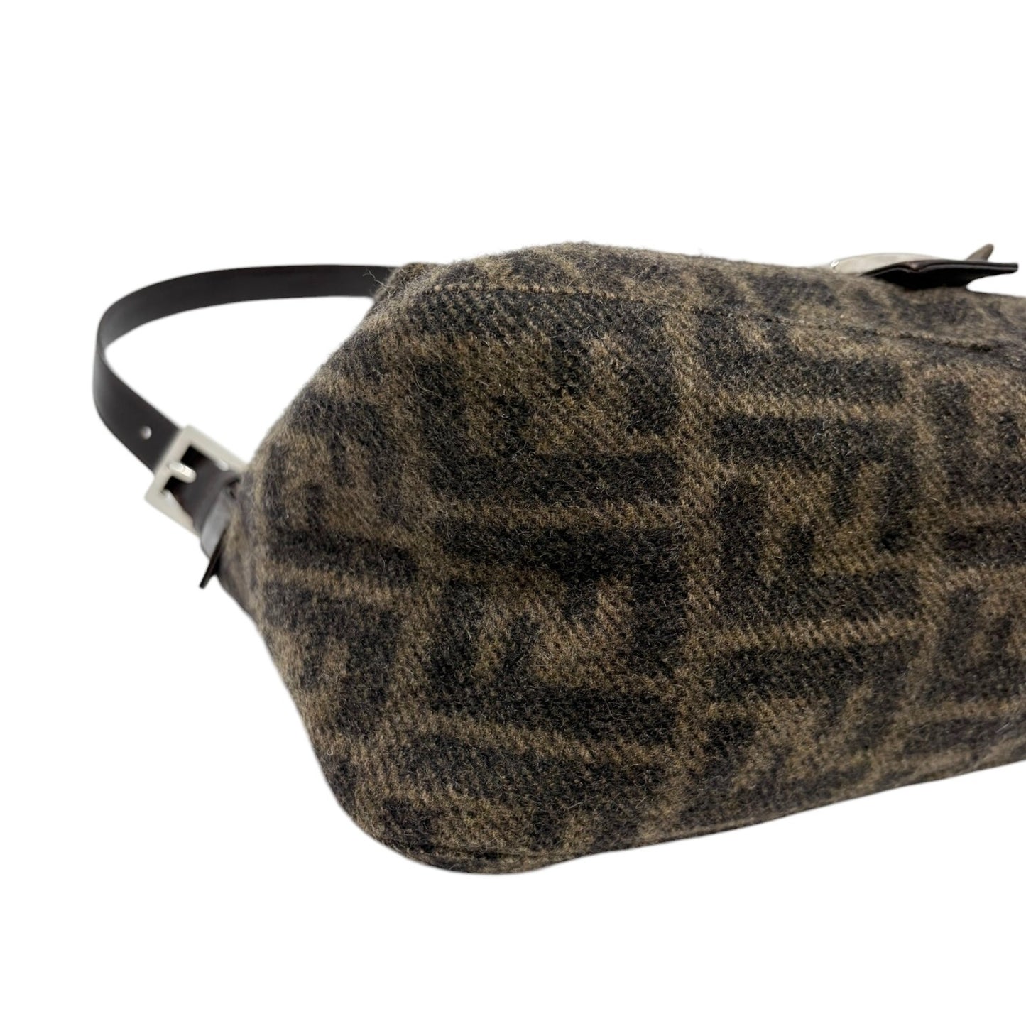 FENDI Vintage FF Zucca Cashmere Mamma Baguette Shoulder Bag Brown 902093