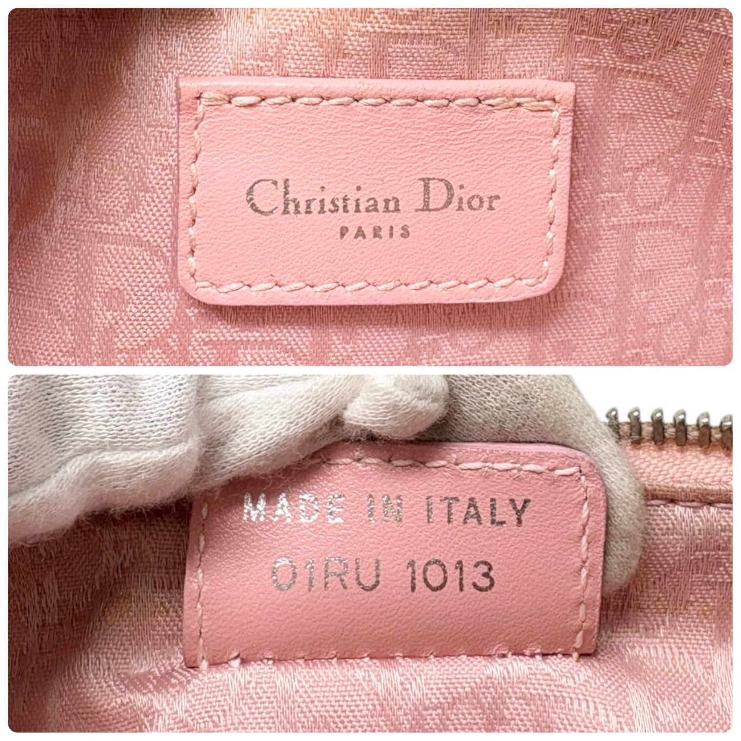 Christian Dior Vintage 2003 Distressed Floral Denim Mini Saddle Bag White Pink