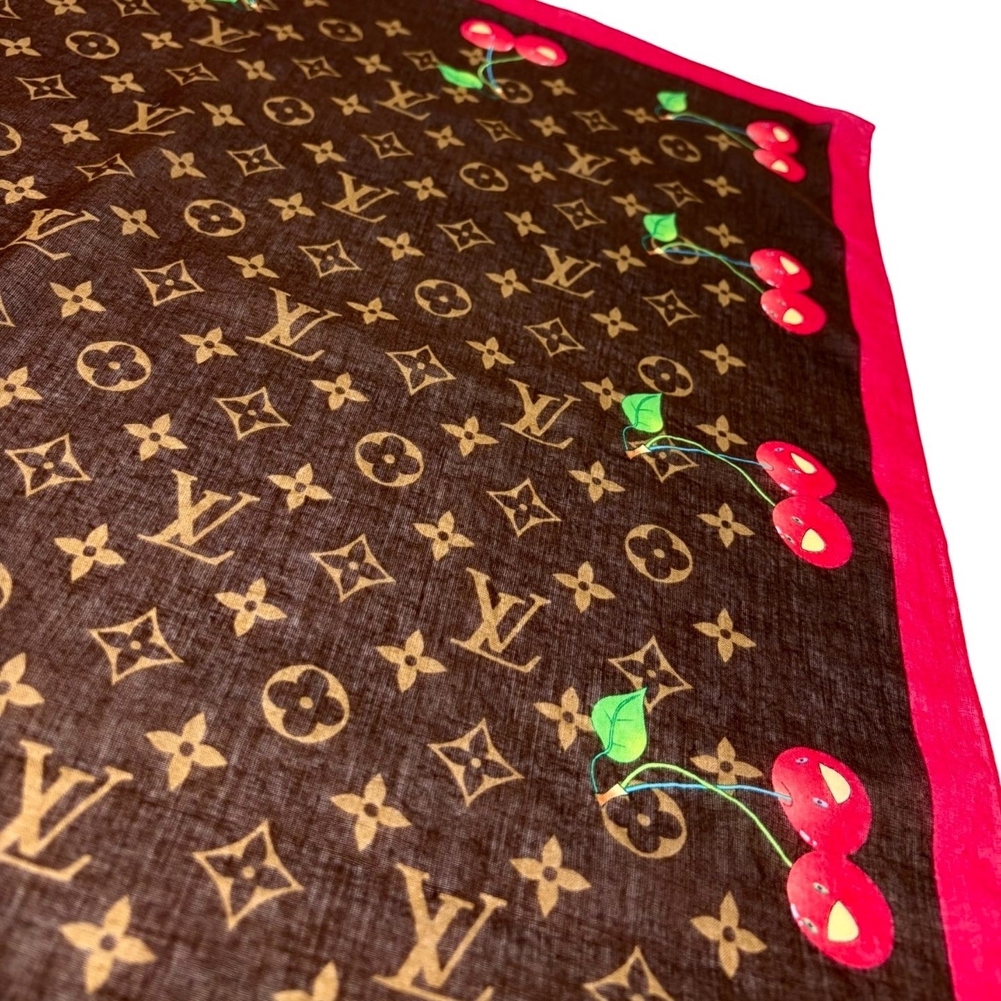 LOUIS VUITTON Vintage LV Monogram Cherry Scarf Wrap Takashi Murakami 902243