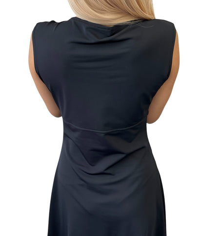 CHANEL Vintage 96C CC Loco Stitch Sleeveless Dress One-piece #40 Black 901286