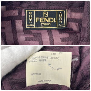 FENDI Vintage Zucca Monogram Logo Blouse Shirt Top See-through Purple RankAB